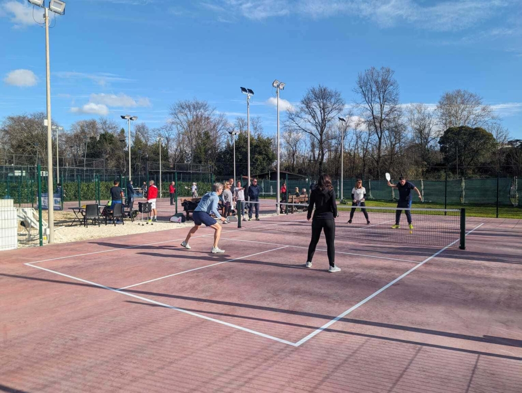 A group pickleball event